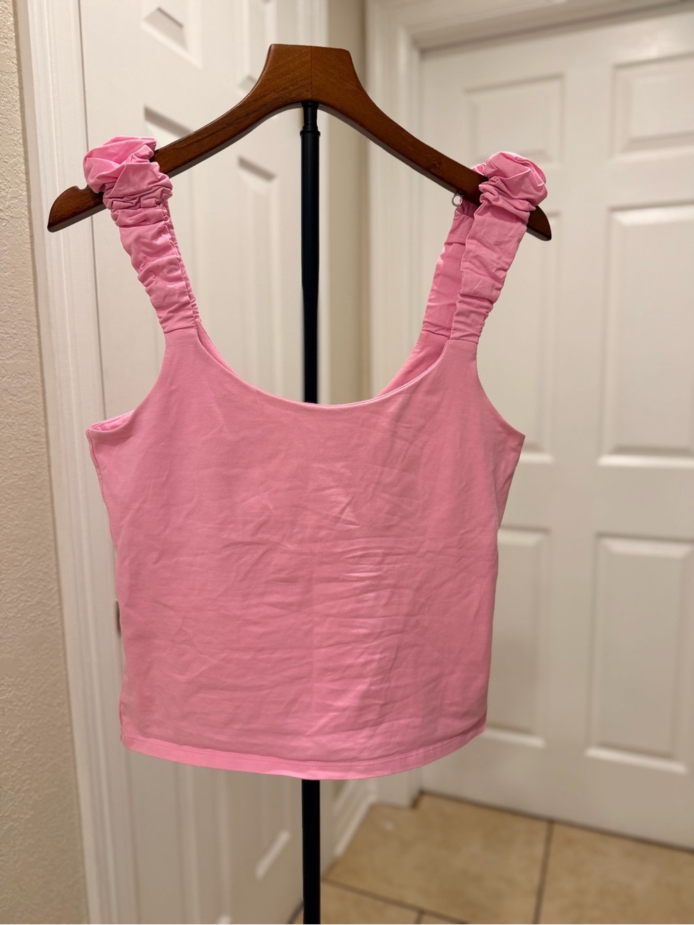 French Connection Rallie Ruched Strap Tank Pink Size Large
